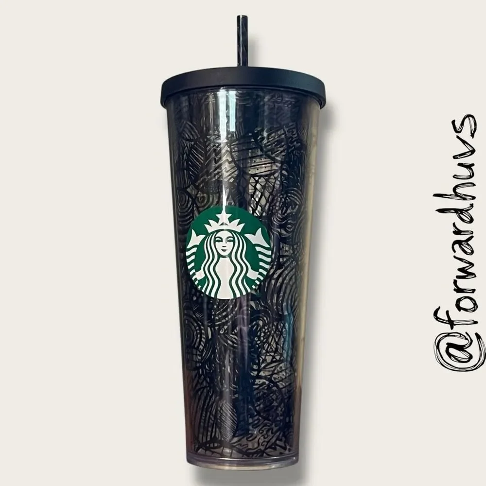 2014 Starbucks Black Circle Acrylic Venti Tumbler - Replacement Straw